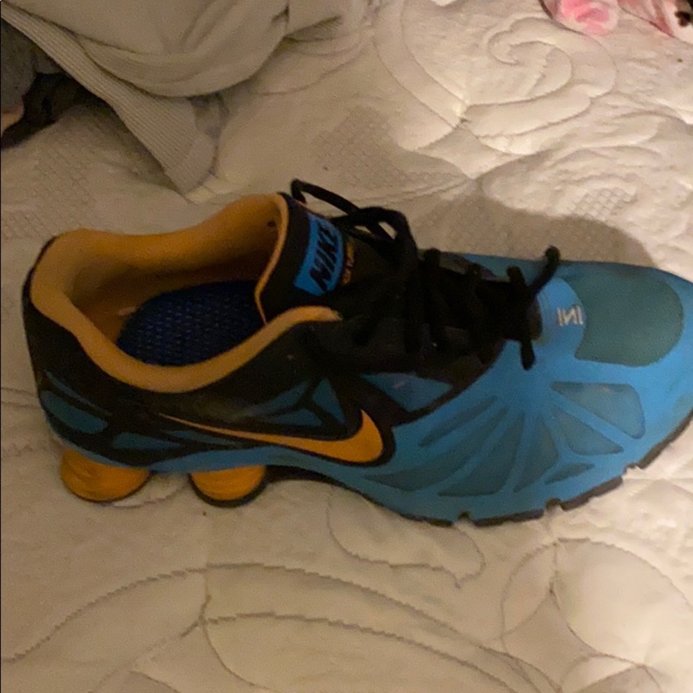 Nike shox turbo blue black and light orange
